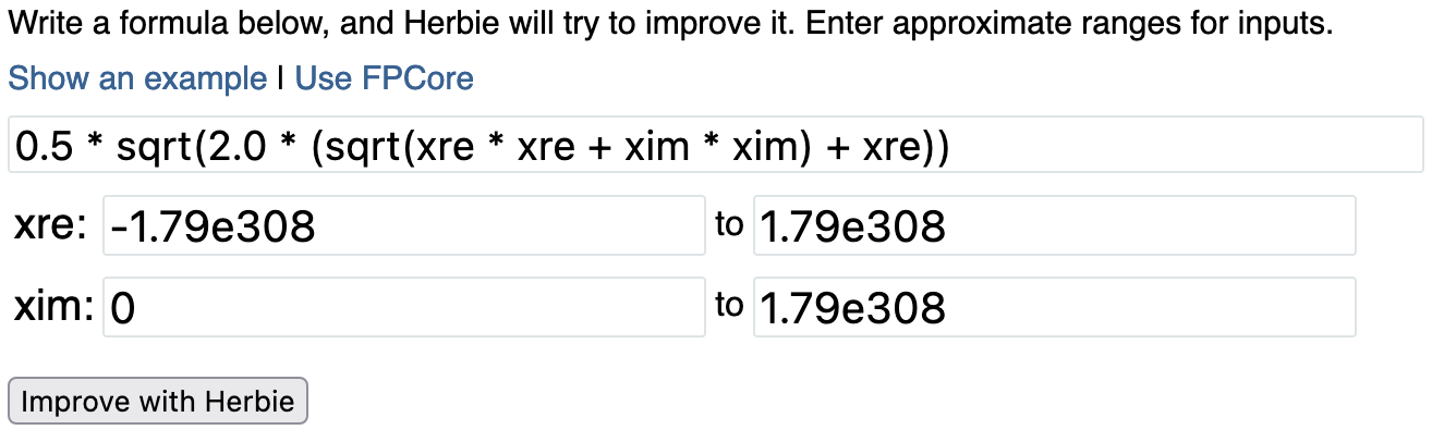 Restricting the input range to xim >= 0.